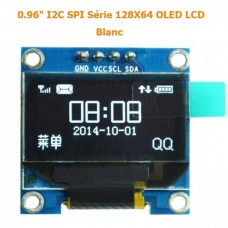 4PIN 0.96" IIC SPI Série 128X64 OLED LCD (Blanc)