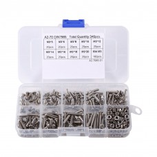 Assortiment de 340 vis M3 en acier inoxydable, jeu de boulons, jeux de culasse avec vis, jeux d'écrous, jeux de boulons et écrous avec boîte, kit vis