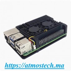 Boîtier aluminium Raspberry Pi 5, double ventilateur de refroidissement