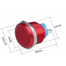 Bouton rouge cuivre 22MM - tête plate autobloquante - avec vis