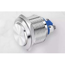 interrupteur bouton 22 mm, acier inoxydable, à vis — point argenté, tête haute 