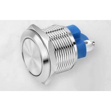 interrupteur bouton 22 mm, acier inoxydable, à vis — point argenté, tête plate